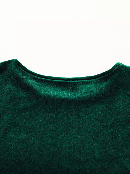 Sequin Puff Sleeve High Waist Tiered Velvet Mini Dress