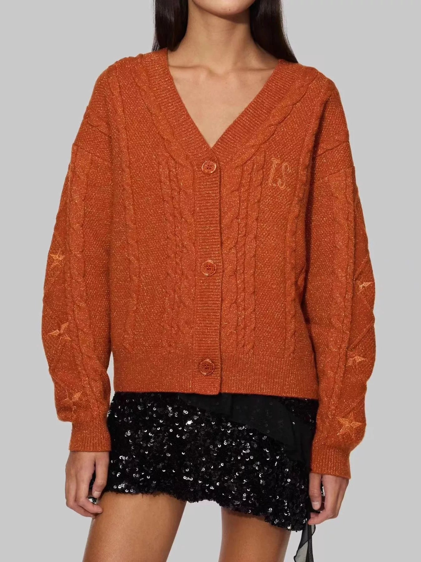 Cable Knit Button Up Cardigan