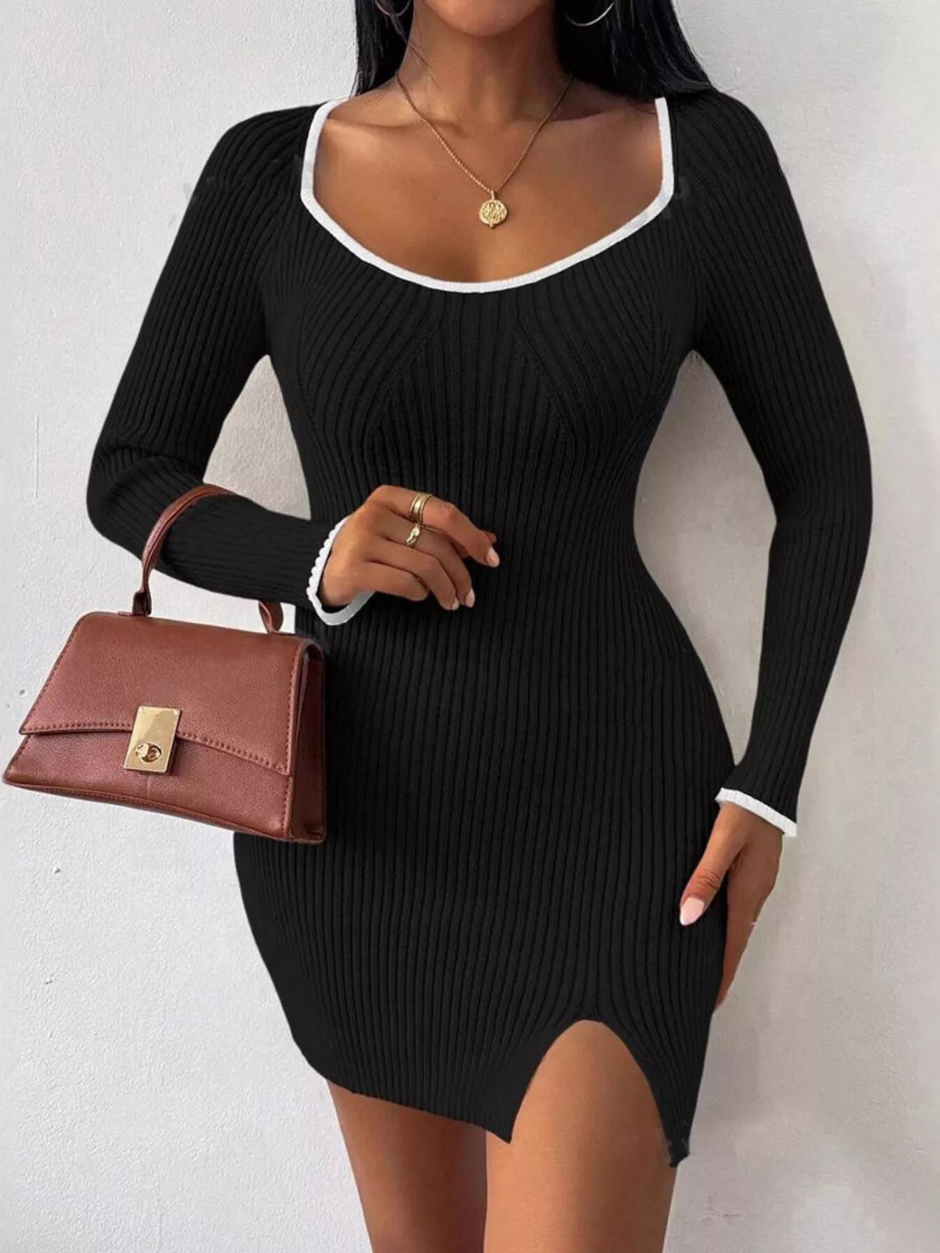 Ribbed Knit Bodycon Sweater Dress