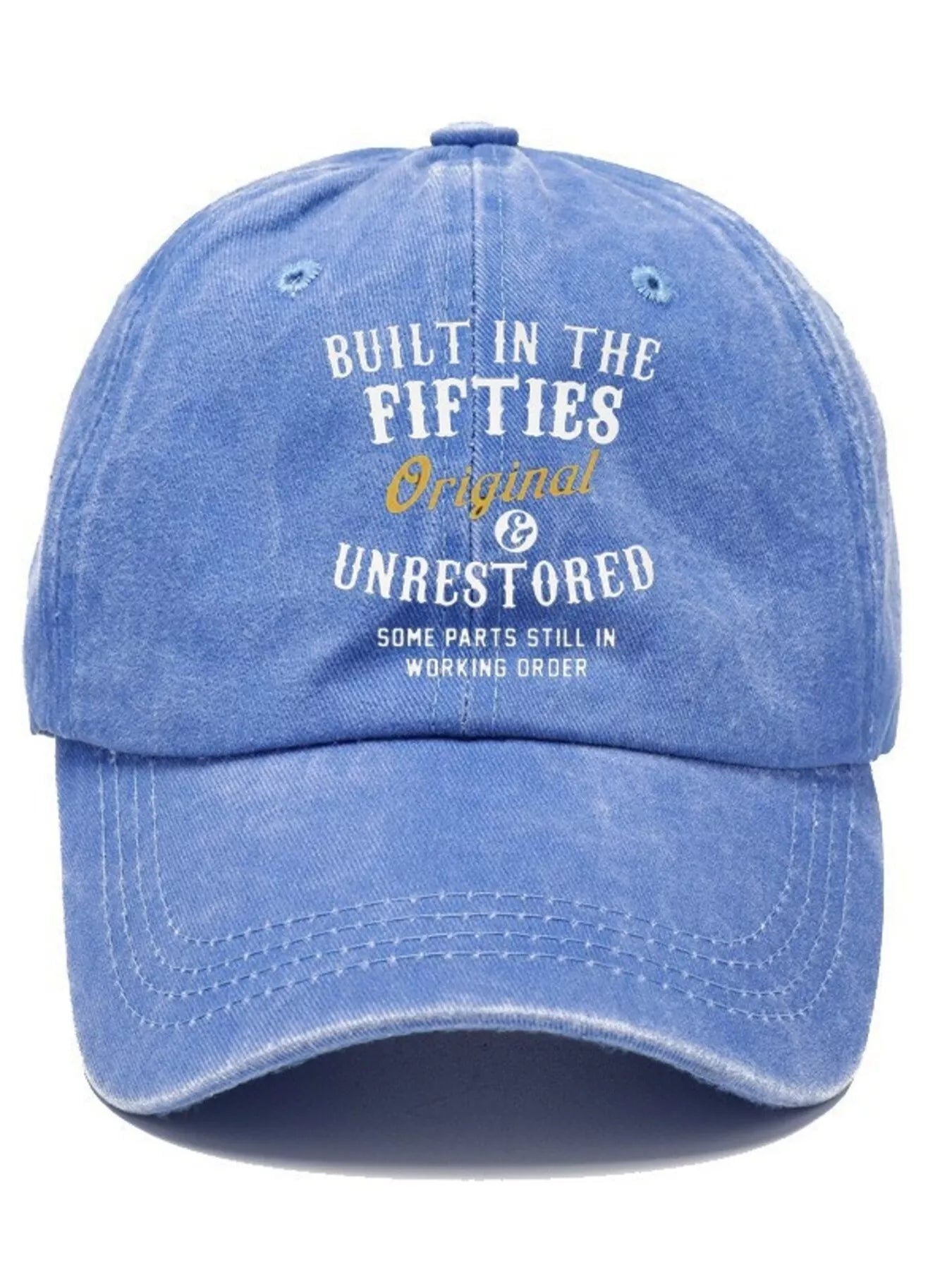 Letter Adjustable Baseball Cap Sky Blue One Size