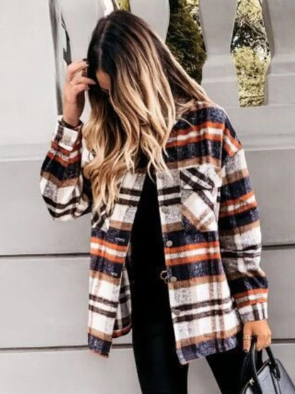 Plaid Button-Down Long Sleeve Shacket