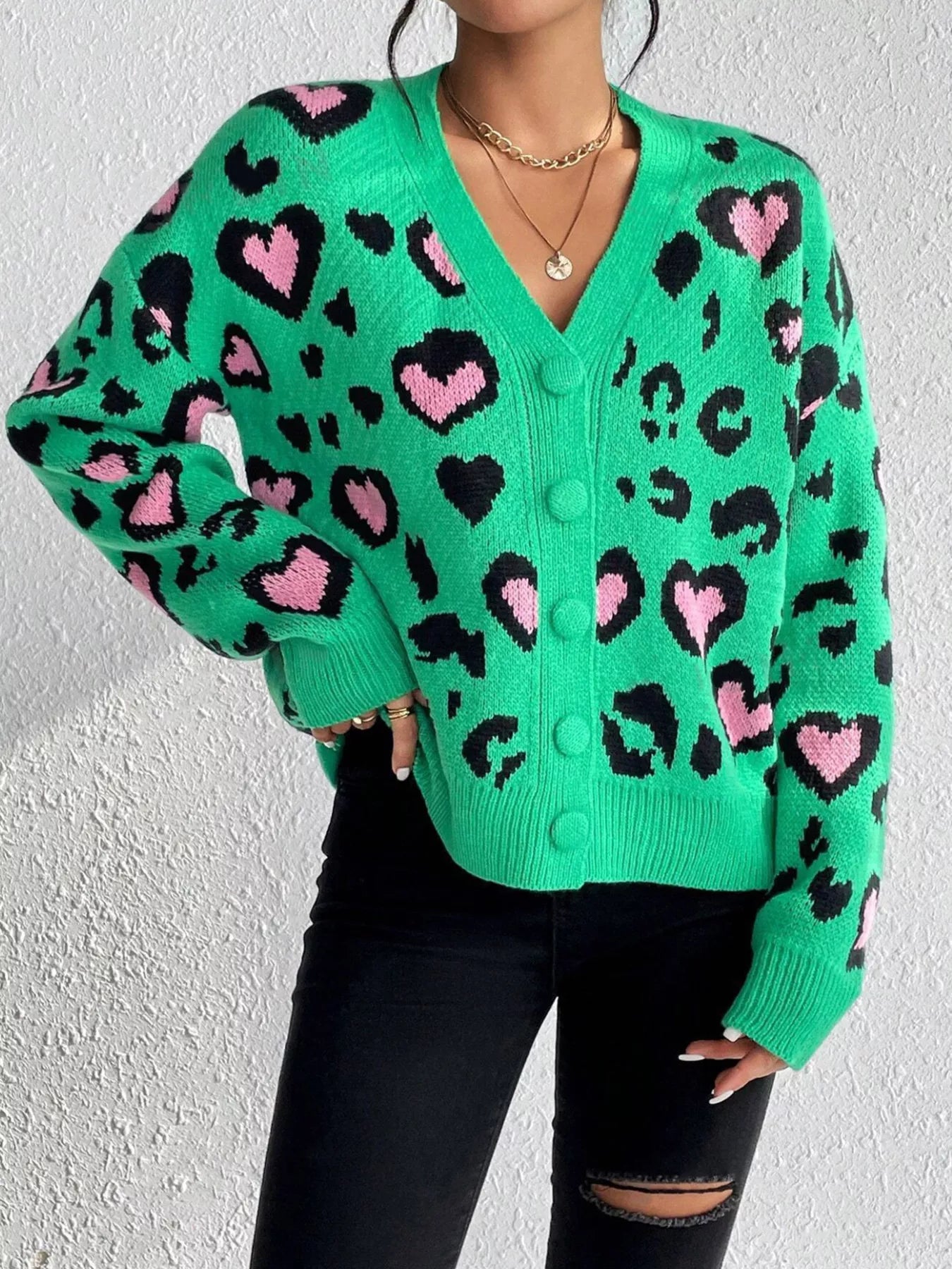 Leopard Button Front Cardigan