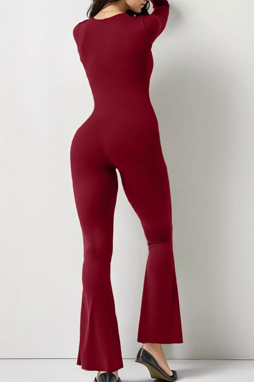 Square Neck Long Sleeve Jumpsuit