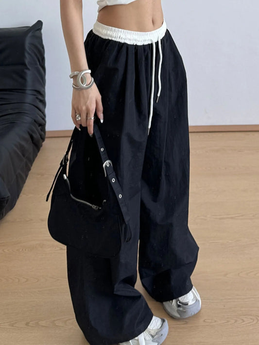 Wide Leg Drawstring Casual Pants