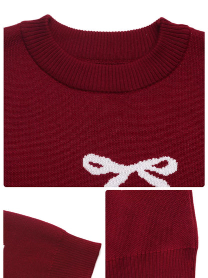 Bow Round Neck Long Sleeve Sweater