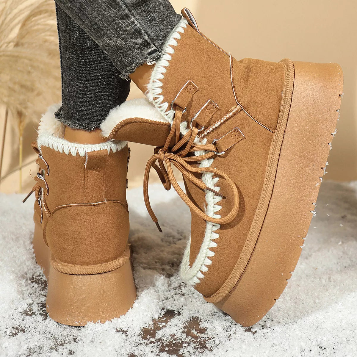 Sherpa Lined Platform Snow Boots
