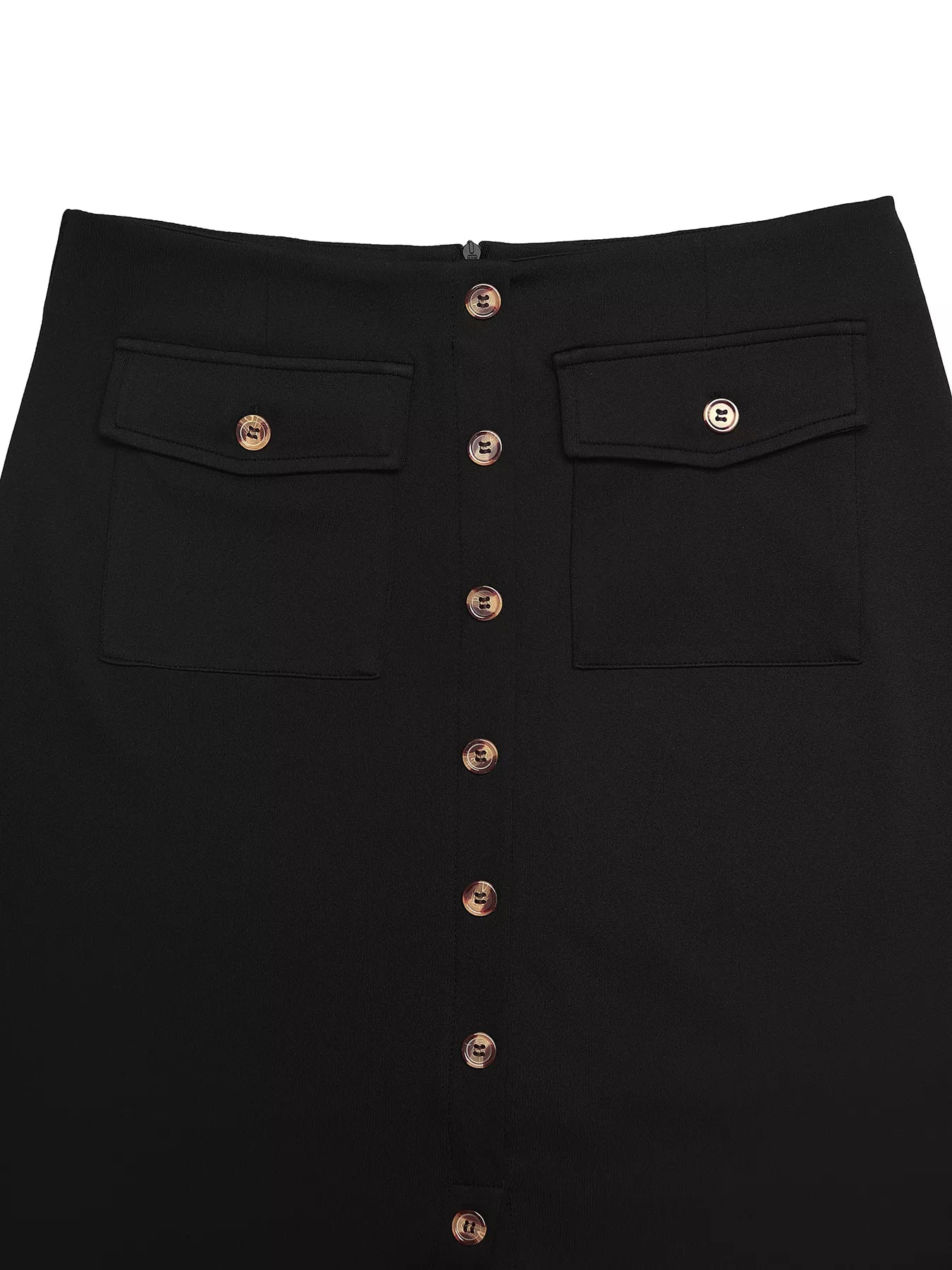 Button-Front Midi Skirt with Pockets
