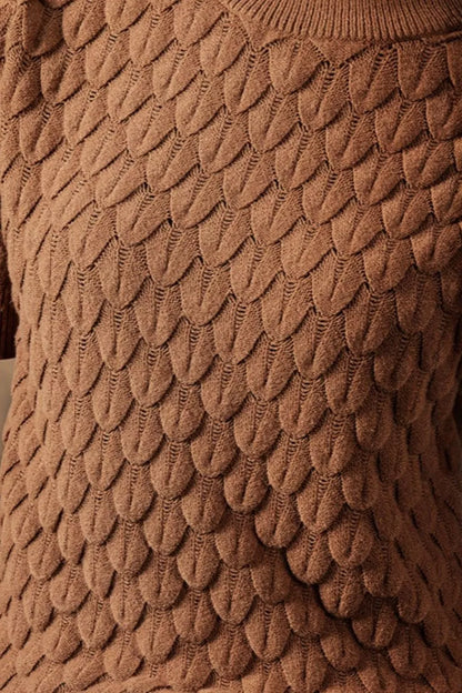 Textured Knit Short Sleeve Pullover