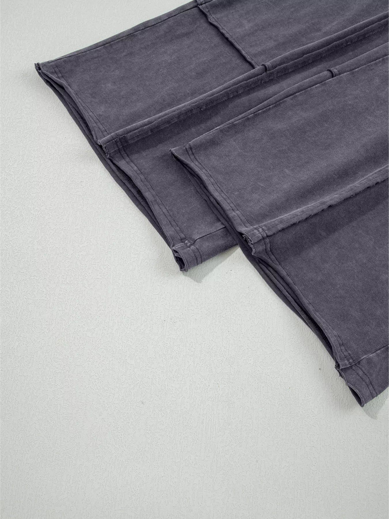 Flower Patch Mineral Washed Terry Knit Cropped Wide Leg Pants