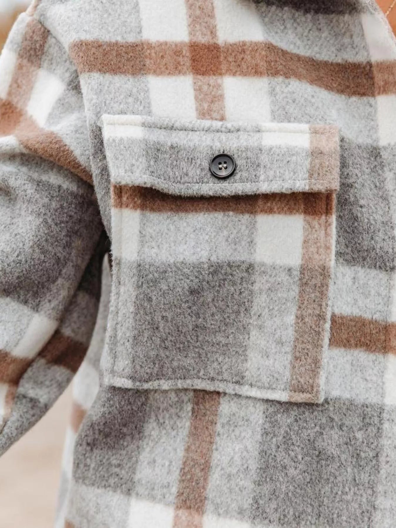 Plaid Button-Down Long Sleeve Jacket