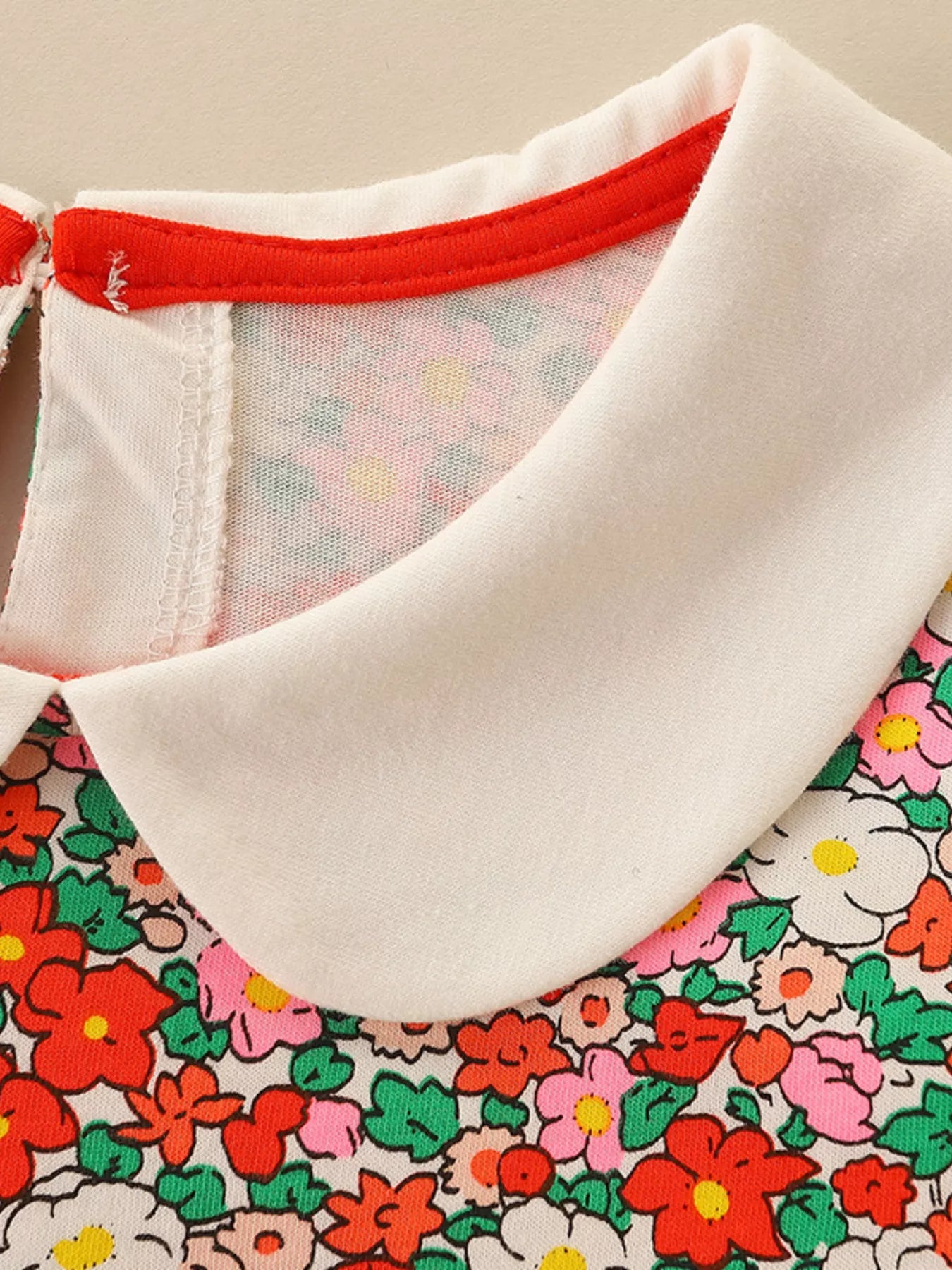Children's Floral Print Long Sleeve Peter Pan Collar Dress