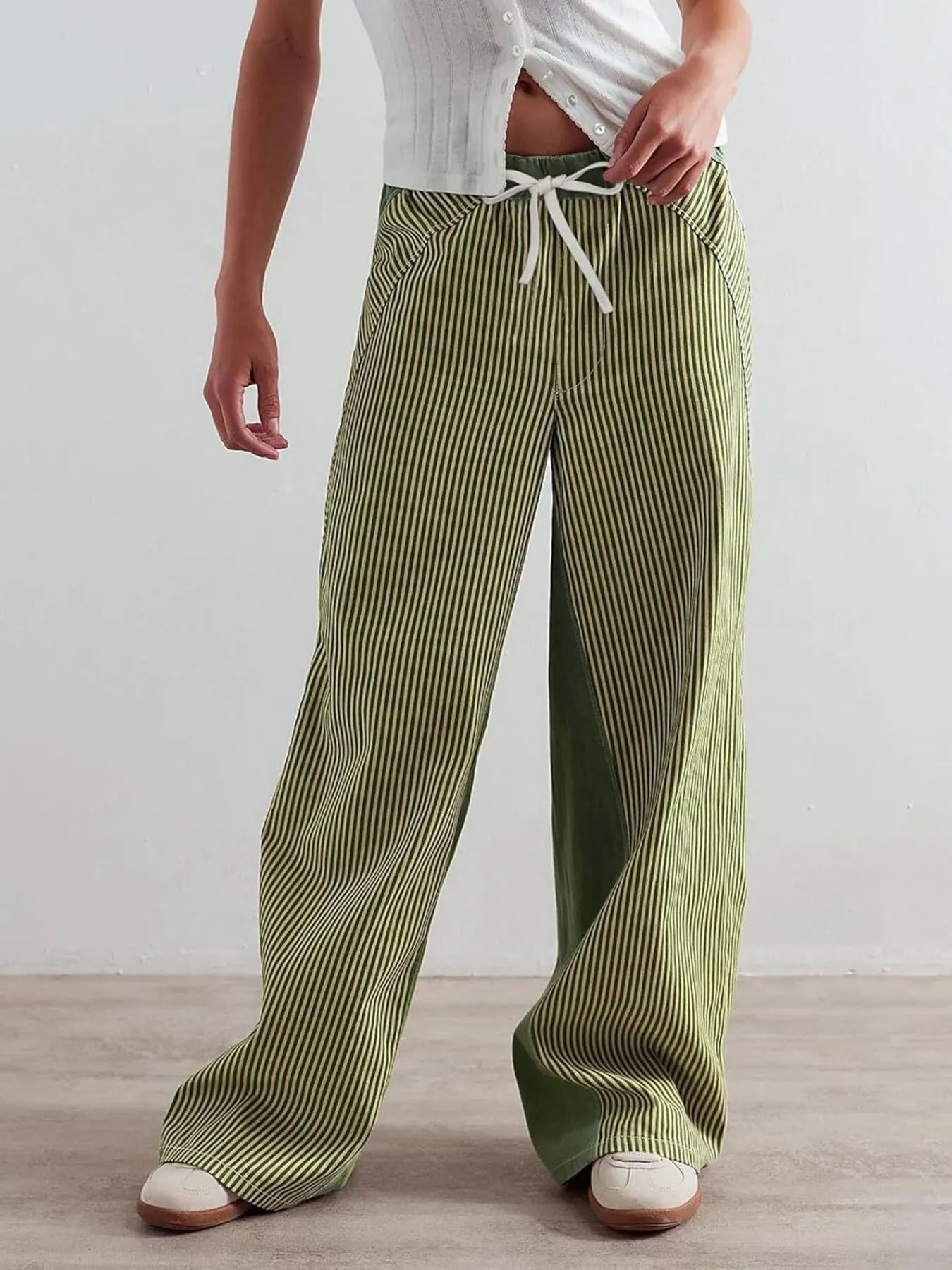 Striped Wide Leg Jeans