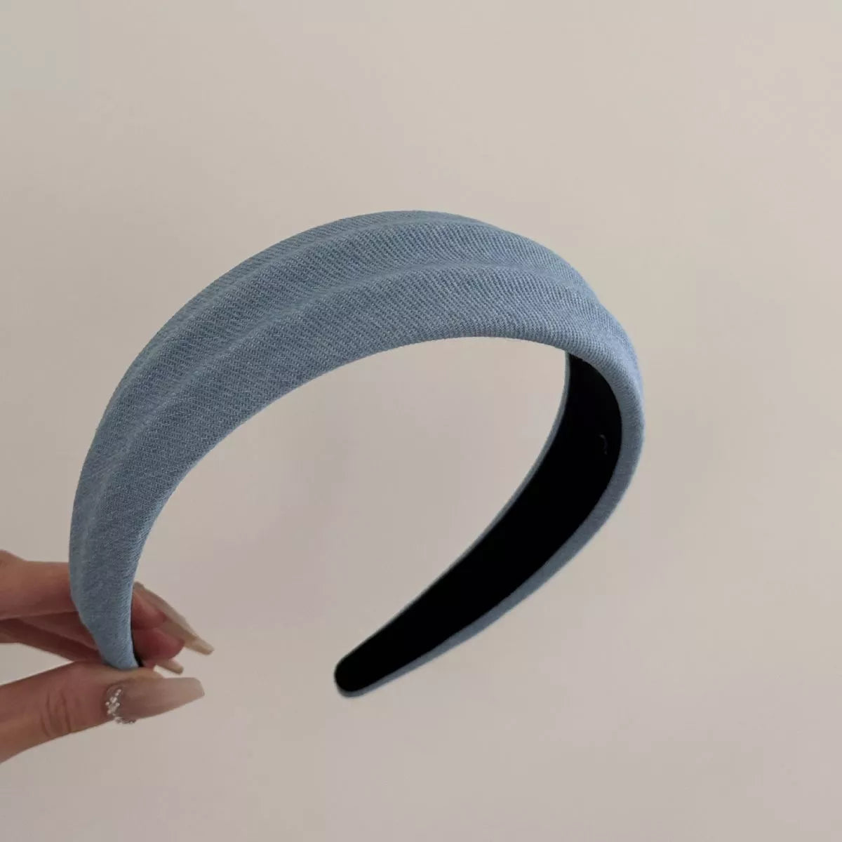 Denim Padded Wide Headband Light Blue One Size