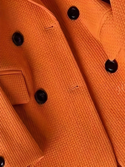 Double-Breasted Textured Blazer