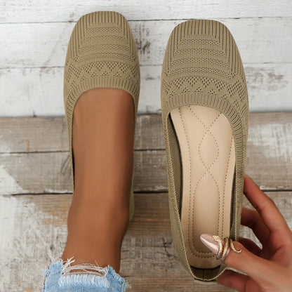 Square Toe Slip-Ons Khaki