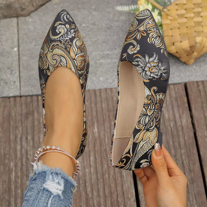 Point Toe Flats Slip-Ons Floral