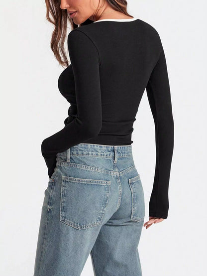 Scoop Neck Long Sleeve T-Shirt