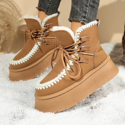 Sherpa Lined Platform Snow Boots Brown