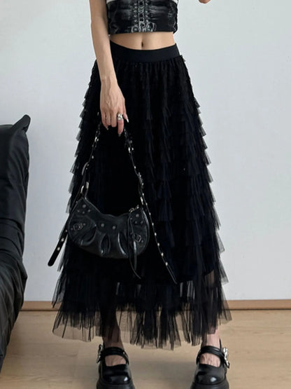 Tiered Tulle Maxi Skirt