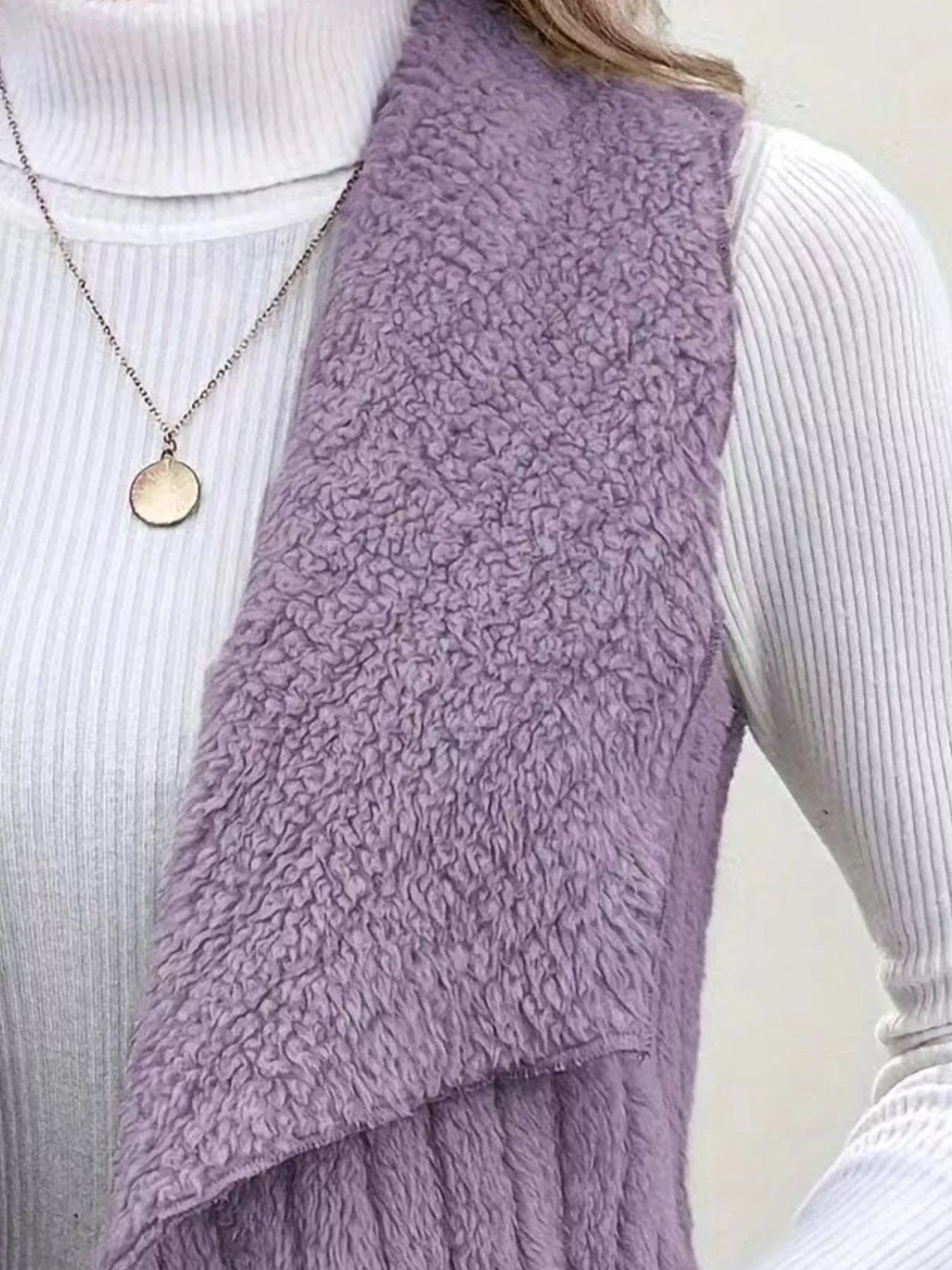 Cozy Fleece Open Front Vest Coat