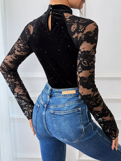 Lace Mock Neck Bodysuit
