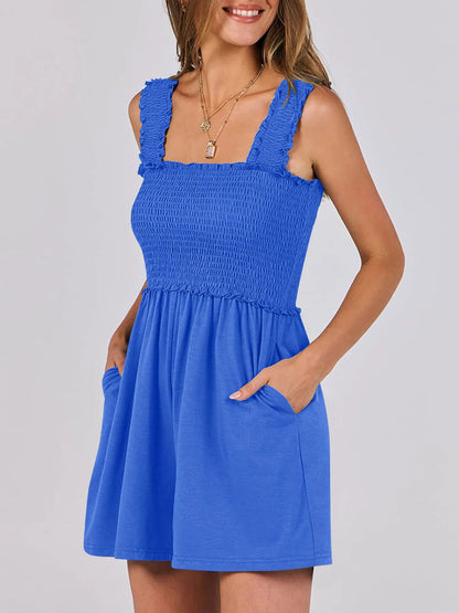 Smocked Square Neck Summer Romper