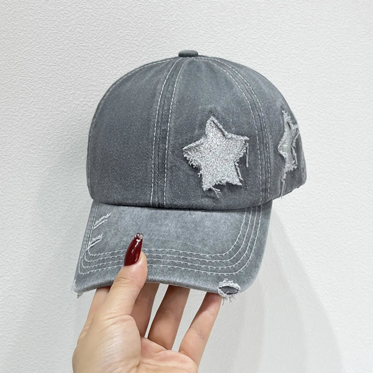Star Adjustable Baseball Cap Gray One Size