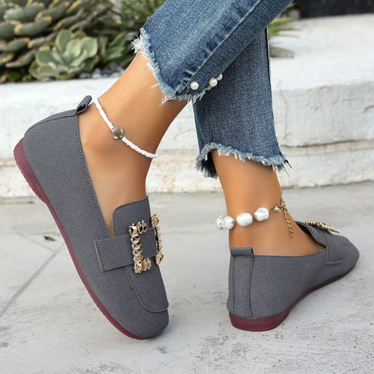 Decor Buckle Round Toe Slip-On