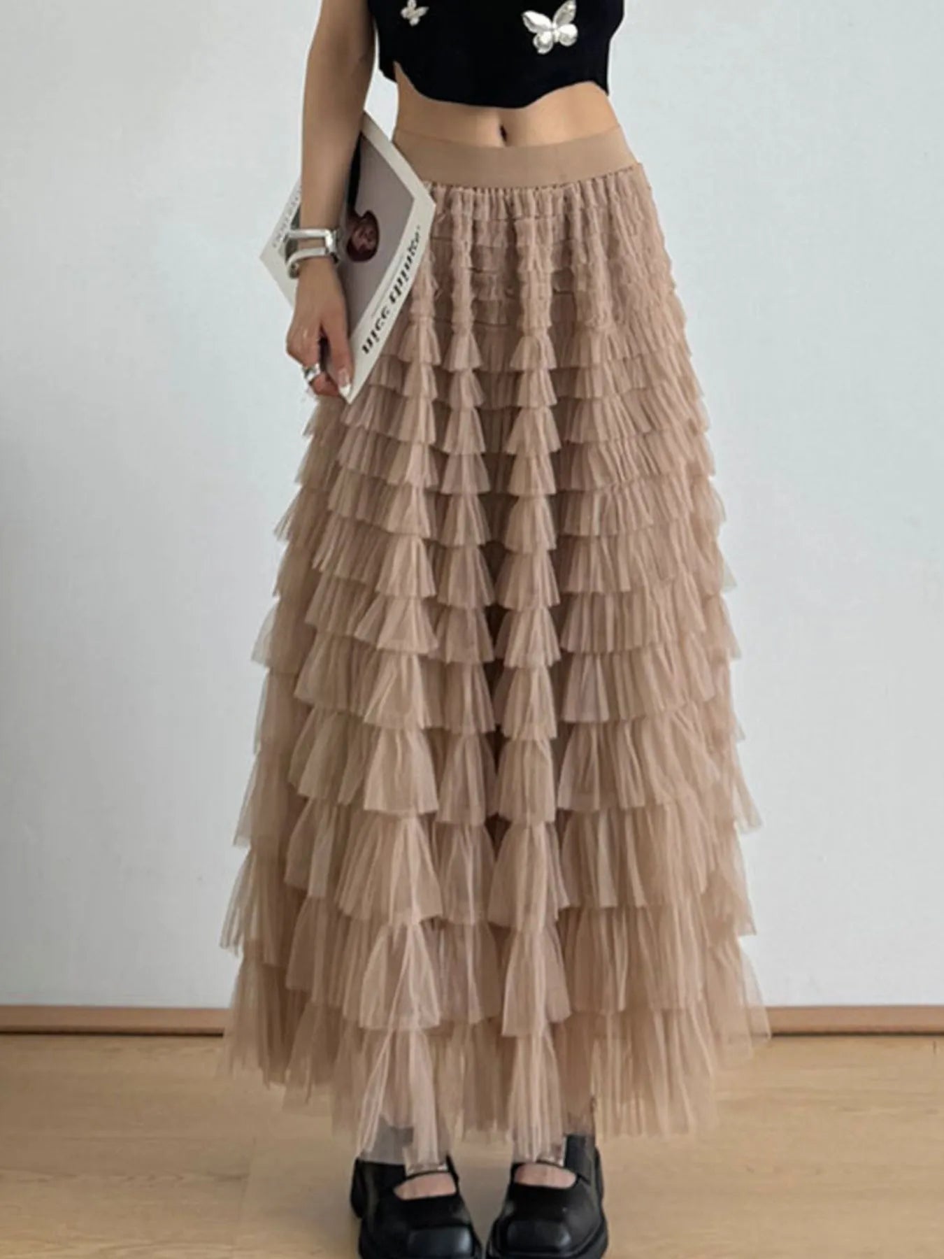 Tiered Tulle Maxi Skirt