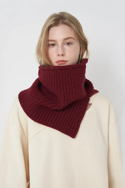 Slit Pullover Knit Scarf Burgundy One Size