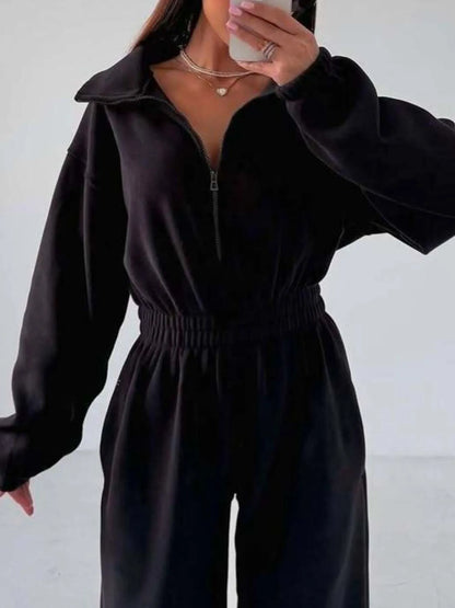 Zip Front Long Sleeve Jumpsuit