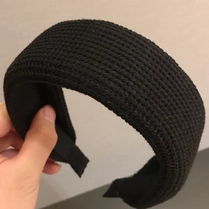 Knitted Wide Padded Headband Black One Size