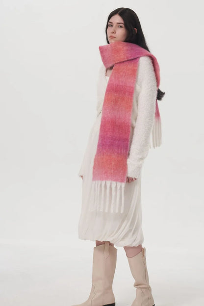 Fringe Gradient Thermal Scarf