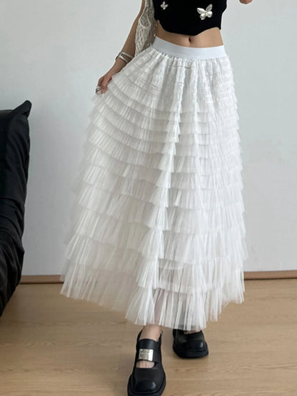 Tiered Tulle Maxi Skirt