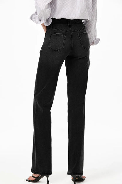 High-Waisted Wide-Leg Vintage Wash Jeans