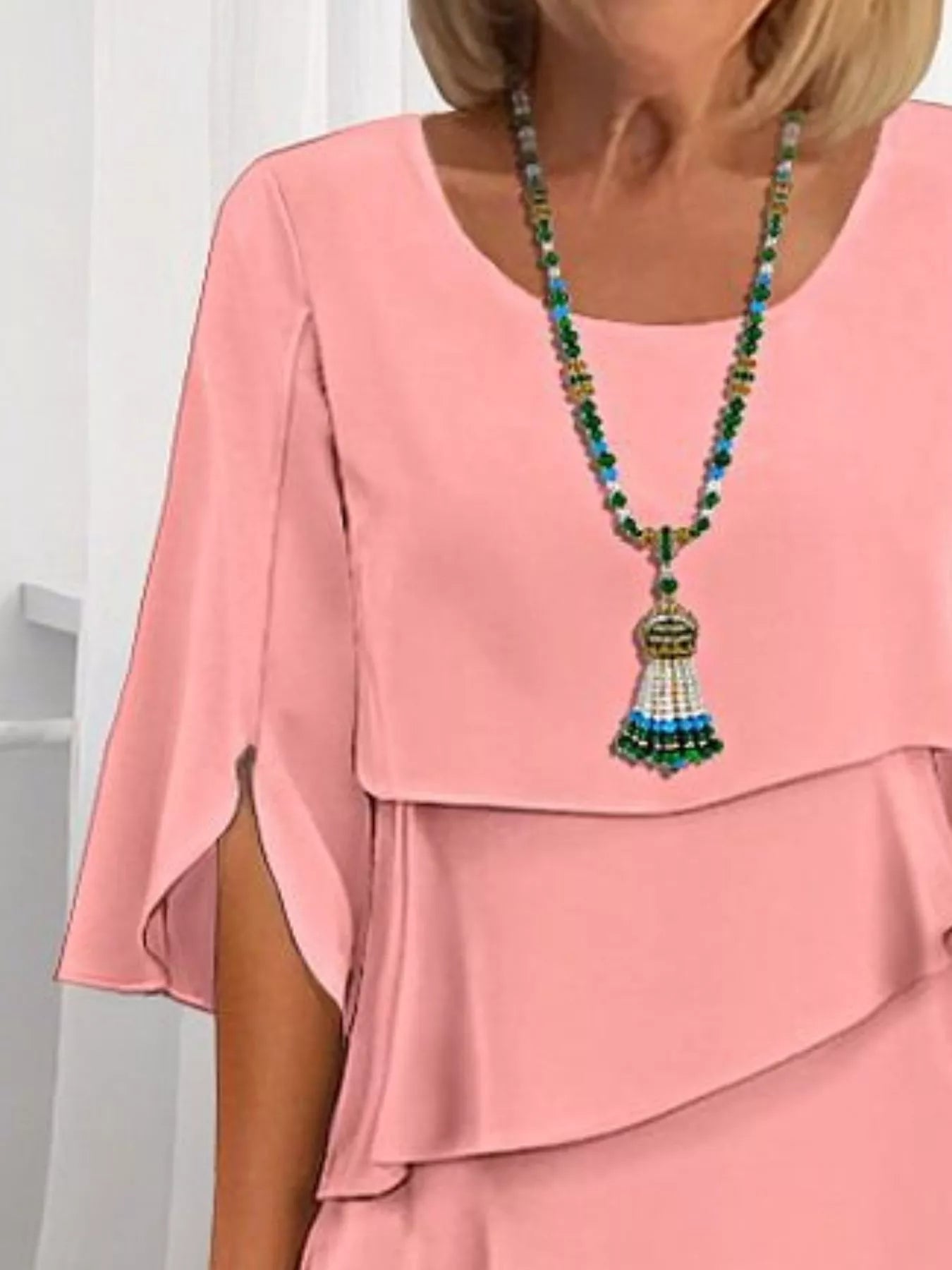 Full Size Ruffled Layered Flutter Sleeve Dress Plus Size