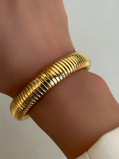 Titanium Steel Vintage Stretch Gypsy Polished Bracelet Pattern2 F
