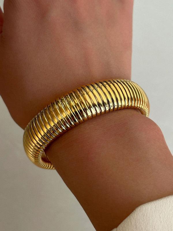 Titanium Steel Vintage Stretch Gypsy Polished Bracelet Photo Color F