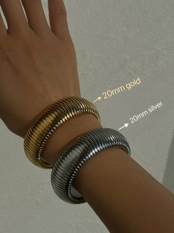 Titanium Steel Vintage Stretch Gypsy Polished Bracelet Silver F