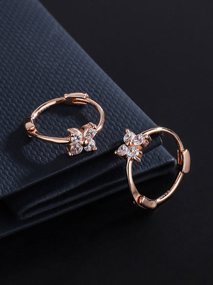 Modern four-leaf clover flower earrings Rose golden FREESIZE