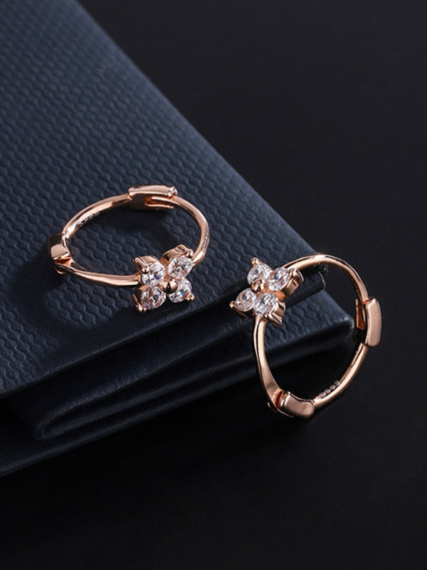 Modern four-leaf clover flower earrings Rose golden FREESIZE