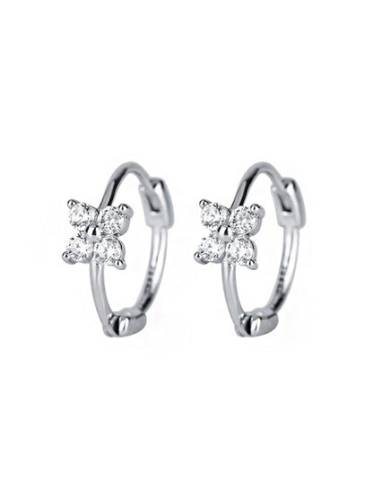Modern four-leaf clover flower earrings