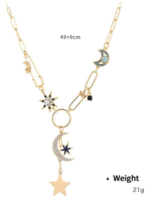 Modern mystical coin-set diamond relief small pendant bib necklace Pattern7 FREESIZE