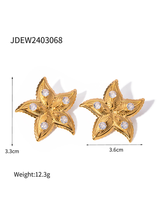 Modern beach style ocean starfish earrings Golden FREESIZE