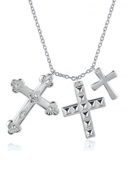 Cross multi-layer pendant personalized retro pendant jewelry Silver FREESIZE