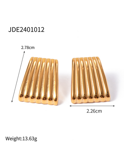 Striped trapezoidal earrings with special lines