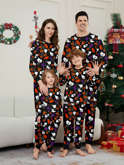 Halloween Bash Party Imp Pumpkin Wizard Printed Set Loungewear Black