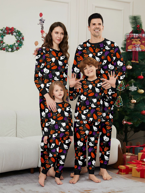 Halloween Bash Party Imp Pumpkin Wizard Printed Set Loungewear Black