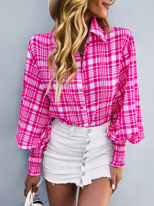 Women's fashion commuter long sleeve versatile Shirt Top Rose