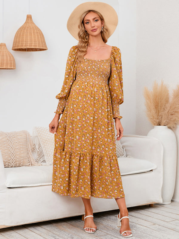 Chiffon Floral Dress - Long Sleeve Women's Polyester Dress Lady Ros Chiffon Floral Dress - Long Sleeve Women's Polyester Dress Lady Ros